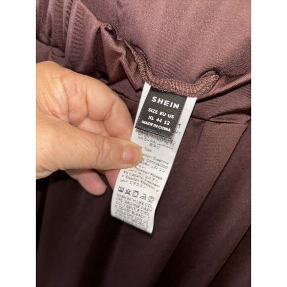 SHEIN Two Piece Set Crop Top Wide Leg Pants Women XL Cozy Knit Chocolate Brown - Picture 8 of 10